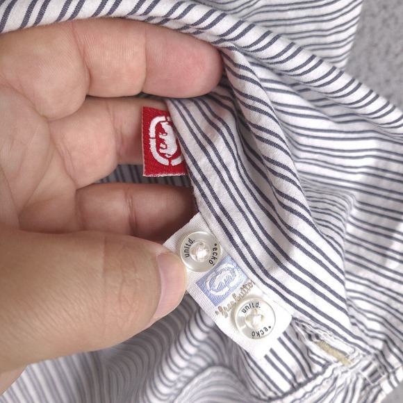 Ecko Unltd Shirt Mens XL White Striped Button Down Classic Material Short Sleeve - Picture 7 of 14